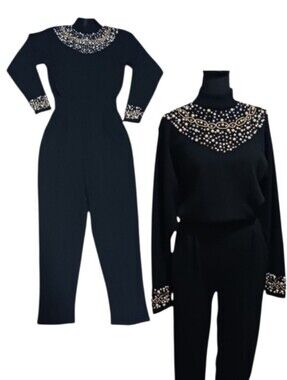 VTG Antonella Preve Embellished Sweater Jumpsuit